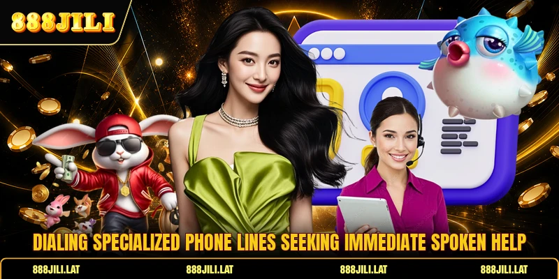 Dialing specialized phone lines seeking immediate spoken help